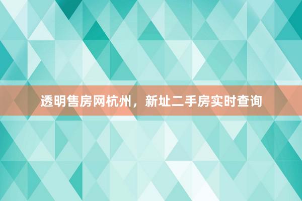 透明售房网杭州,新址二手房实时查询